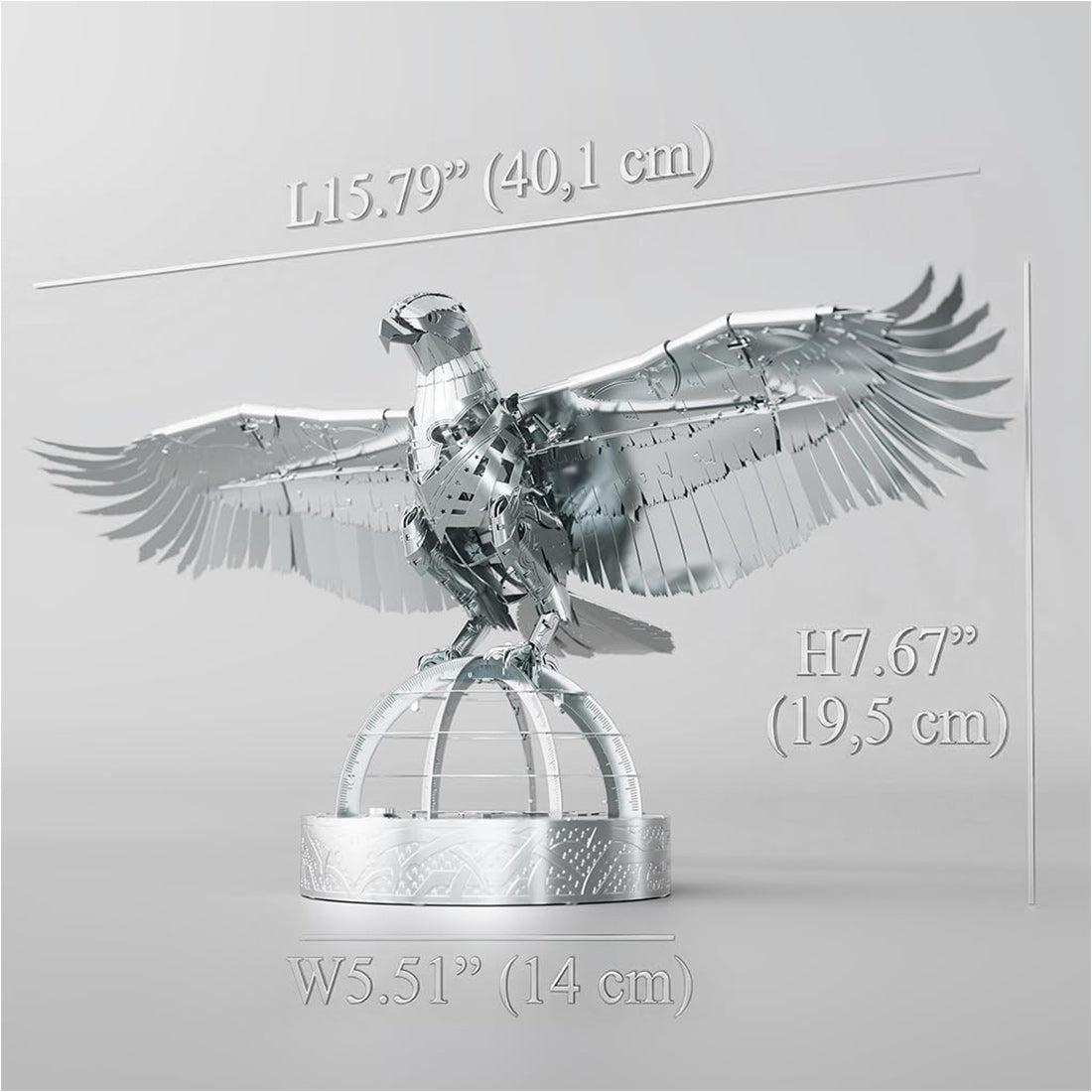 3d stainless steel mechanical eagle diy assembly model kit, desktop for adults and collectors (247+pcs)