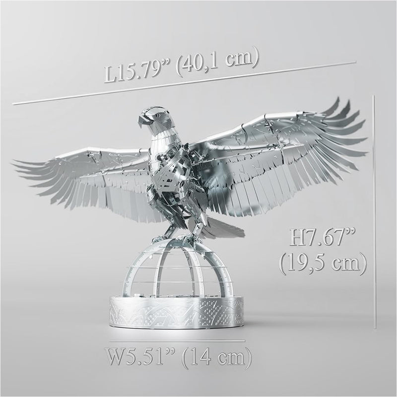 3d stainless steel mechanical eagle diy assembly model kit, desktop for adults and collectors (247+pcs)