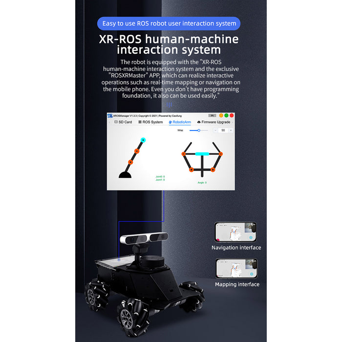 ros mecanum wheel intelligent robot car with lidar, mapping navigation & depth camera