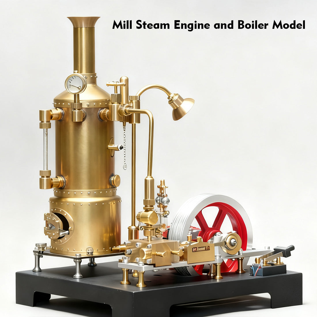 retrol se-03 working stationary mill steam engine model kit with boiler, generator and lamp stand 