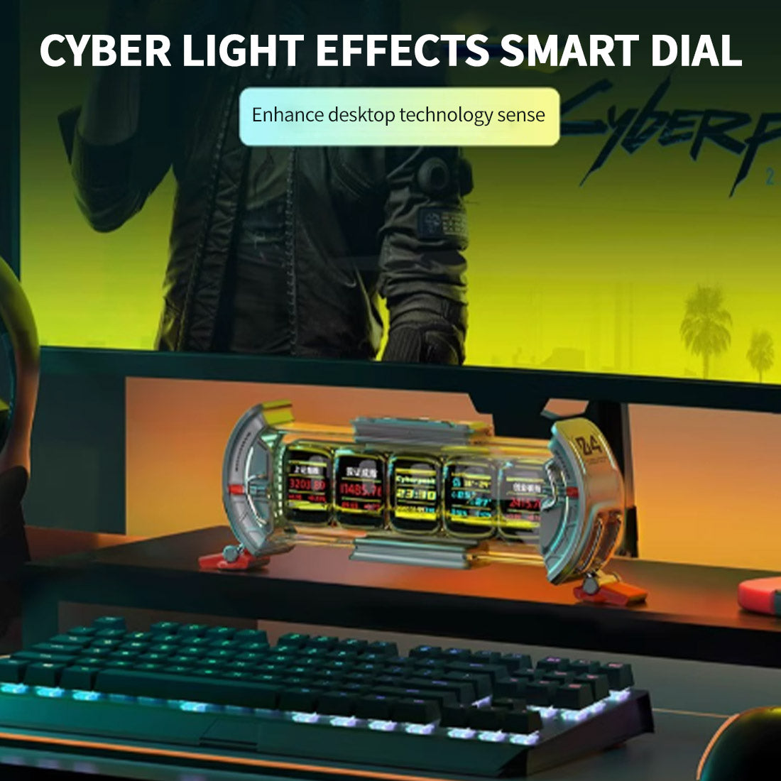 cyberpunk nixie tube clock - diy screen with neon lighting effects, customizable digital desk decor, unique tech gift