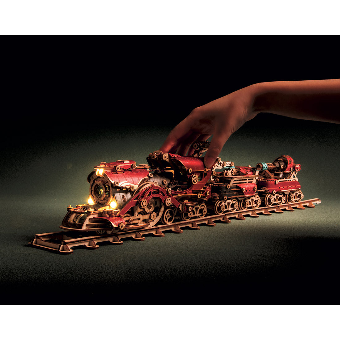 3d wooden steampunk victorian steam train model building kit 800+pcs with led light