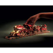 3d wooden steampunk victorian steam train model building kit 800+pcs with led light