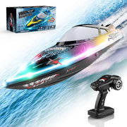 2.4ghz Remote Control Speedboat - 30km/H High-Speed Electric Racing Boat With Led Night Lights