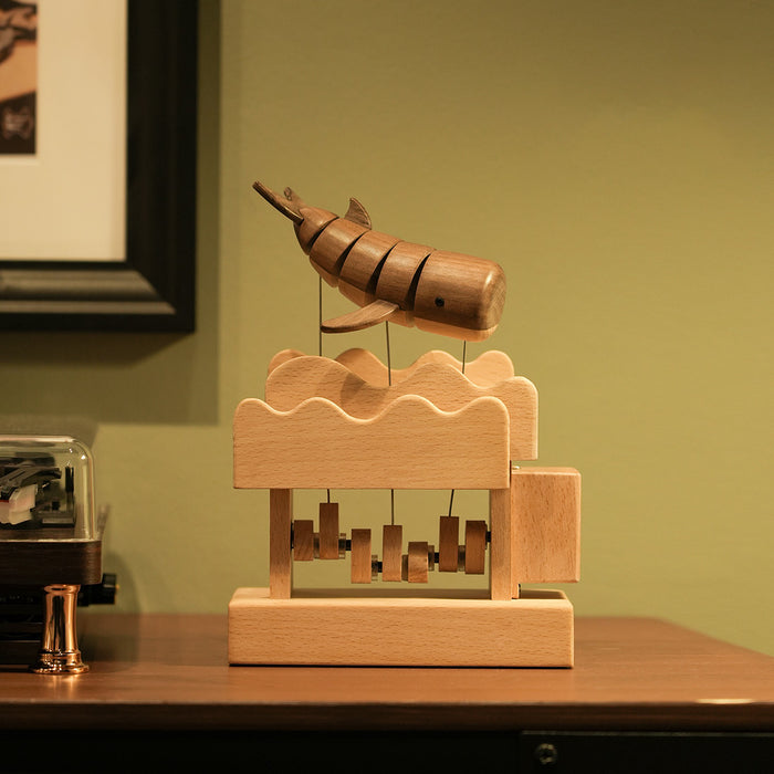 wooden whale dynamic model - desktop stress relief display