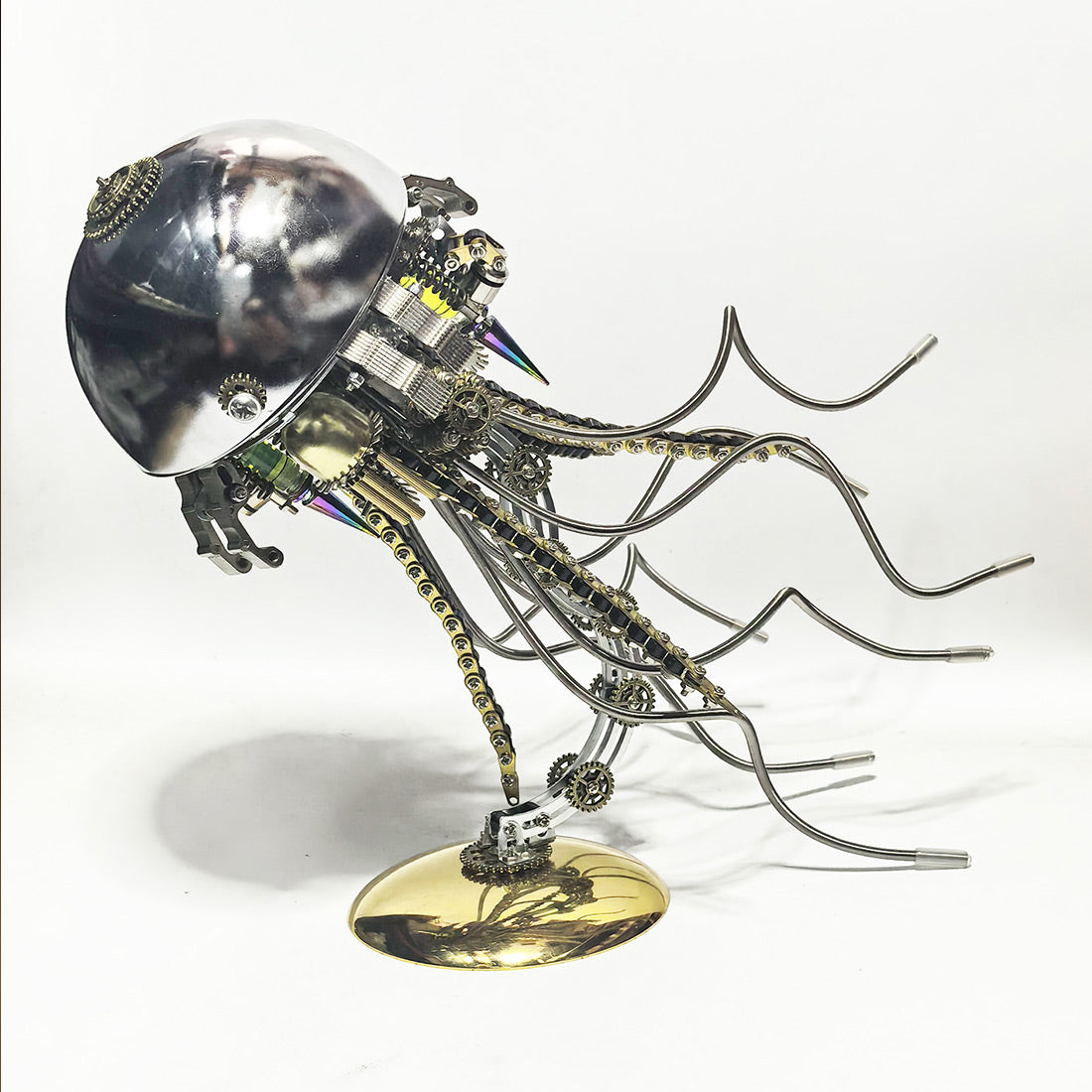 3d metal mechanical jellyfish model kit – diy steampunk assembly with usb warm light desk lamp for desktop display (800+pcs)