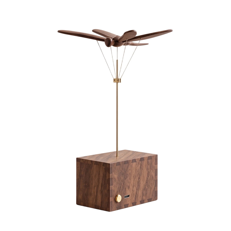 handcrafted wooden mechanical dragonfly kinetic model