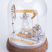 Travelling beam oil pumping machines model with North American black walnut base - EngineDIY