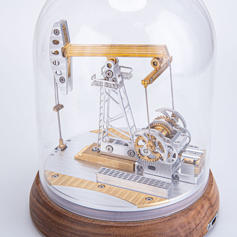 Travelling beam oil pumping machines model with North American black walnut base - EngineDIY