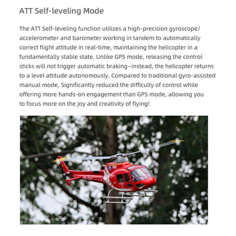 flywing as350 470 class 2.4g 6ch quik-release 3-rotor scale rc military helicopter model with ace flight controller, gps positioning & left/right-hand control (rtf version)