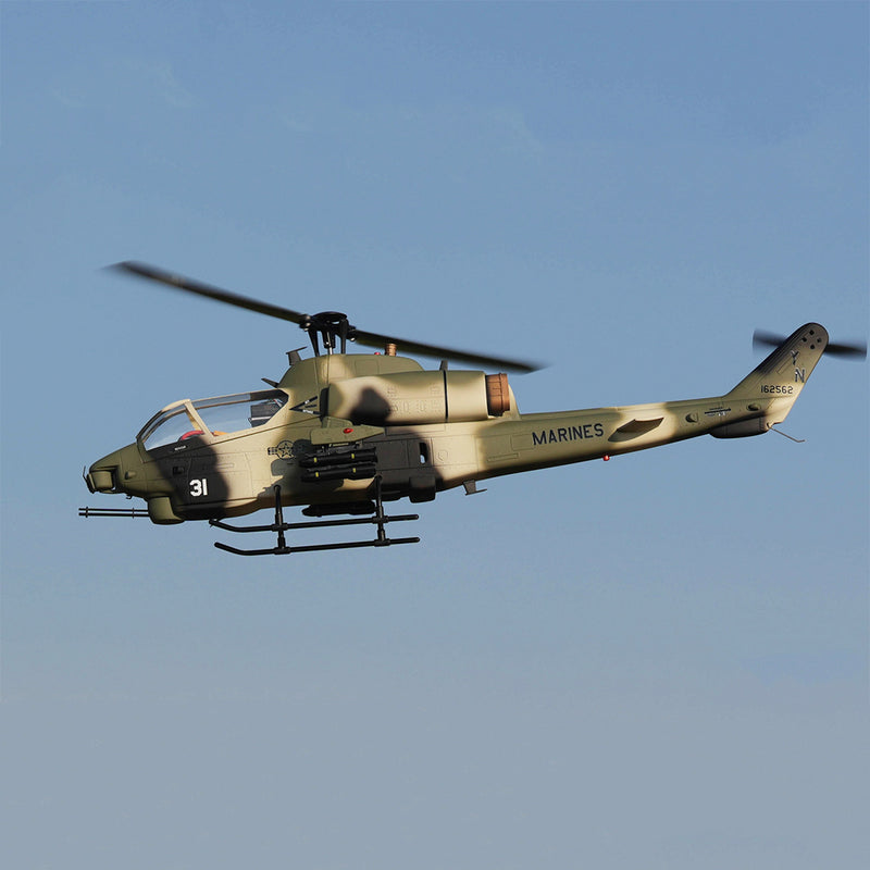 WOLFBUSH&ROBAN AH-1W Cobra 470-Class RC Helicopter-2.4G 6CH Dual-Rotor RC Military Model with GPS Positioning, Synchronized Turret & Left/Right-Hand Control RTF - EngineDIY