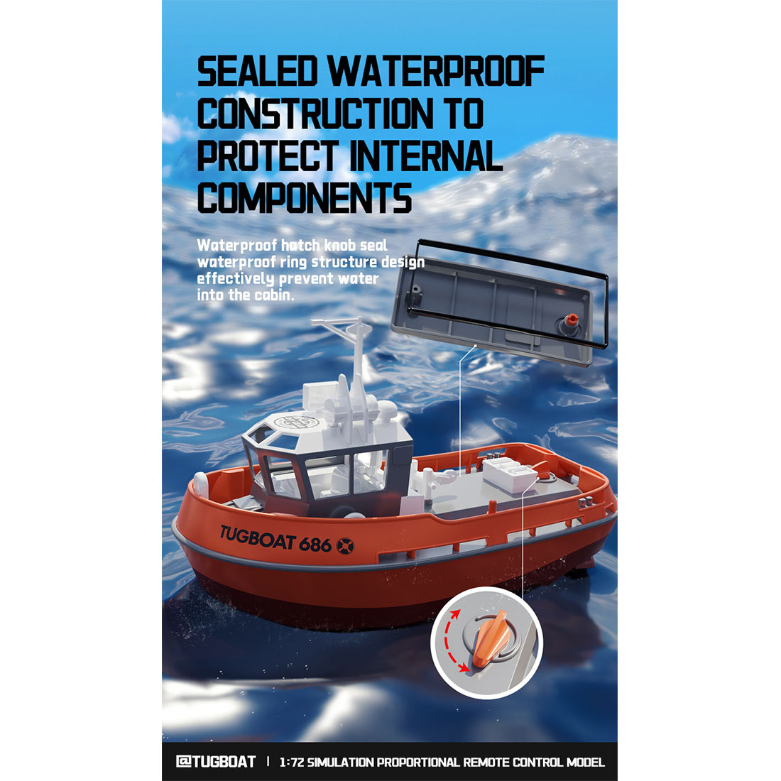 1/72 2.4ghz rc electric tugboat model rtr version