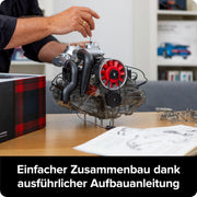 1/3 scale diy horizontal opposed 6-cylinder engine kit with operational turbocharger - electric motorized stem educational display model