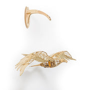 wooden eagle mechanical bird model kit, 1138mm flapping wings, gear-driven diy assembly model for wall display