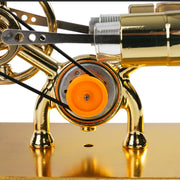 golden single cylinder stirling engine model with led