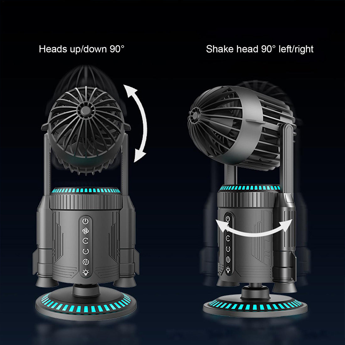 rocket-style desktop fan with dual mist spray & rgb lights - ultra-quiet tech decor for office