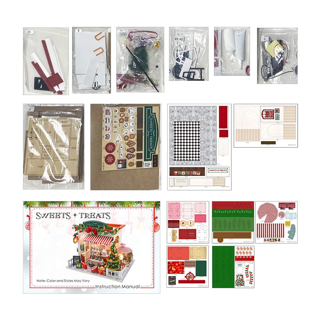 wood handcrafted miniature christmas candy house model kit