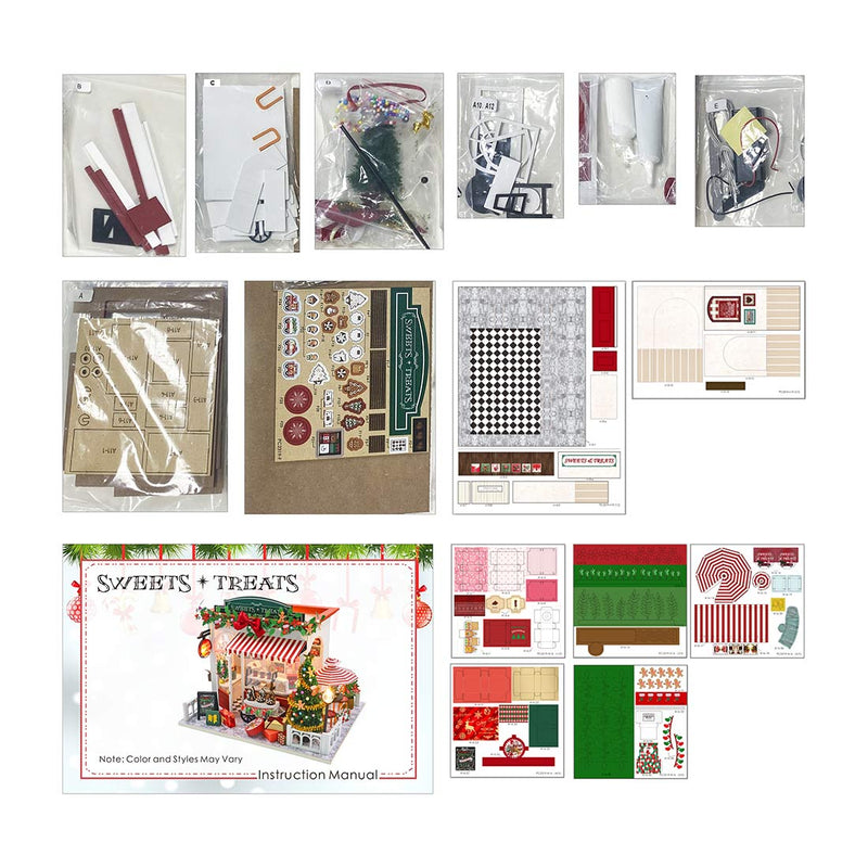 wood handcrafted miniature christmas candy house model kit