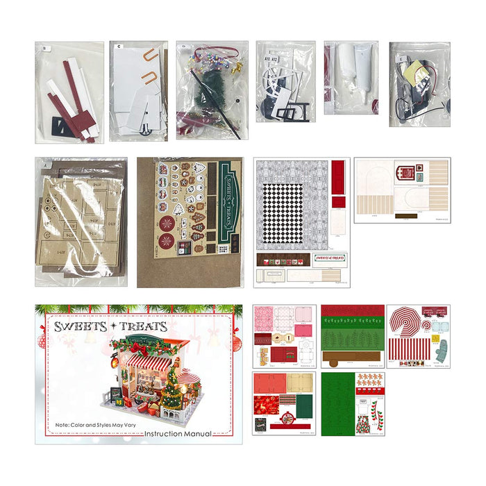 wood handcrafted miniature christmas candy house model kit