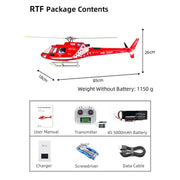 flywing as350 470 class 2.4g 6ch quik-release 3-rotor scale rc military helicopter model with ace flight controller, gps positioning & left/right-hand control (rtf version)