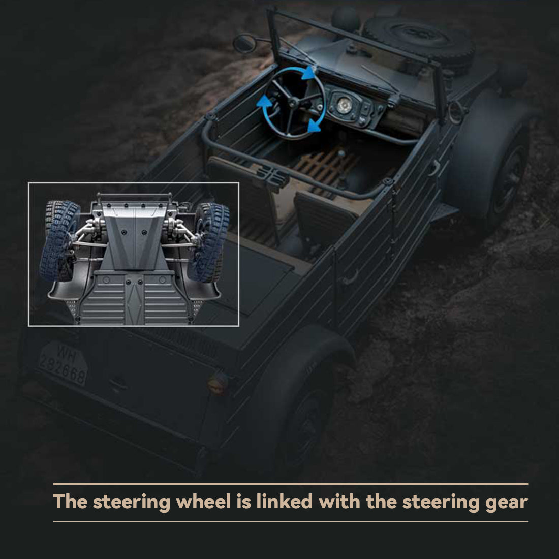 1/12 scale 2.4g type 82 rc barrel vehicle model with 4-wheel independent suspension