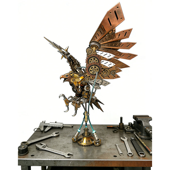 3d diy steampunk metal mechanical eagle model kit, creative trendy display - 650pcs