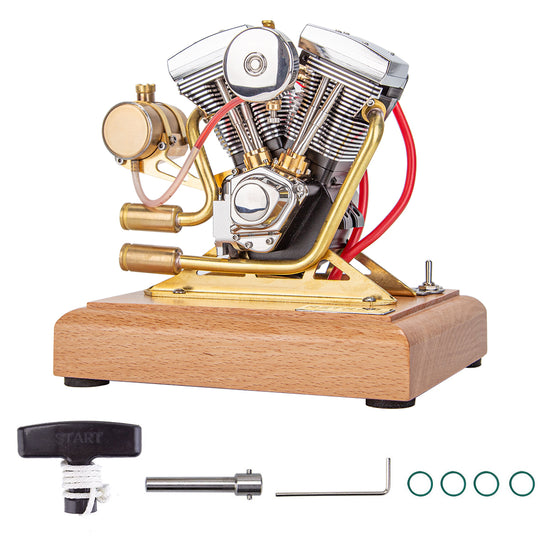 RETROL 4,2 CC V-Twin Doppelzylinder Viertakt-Benzinmotor Verbrennungsmotor Modell für Motorrad-Geschenksammlung