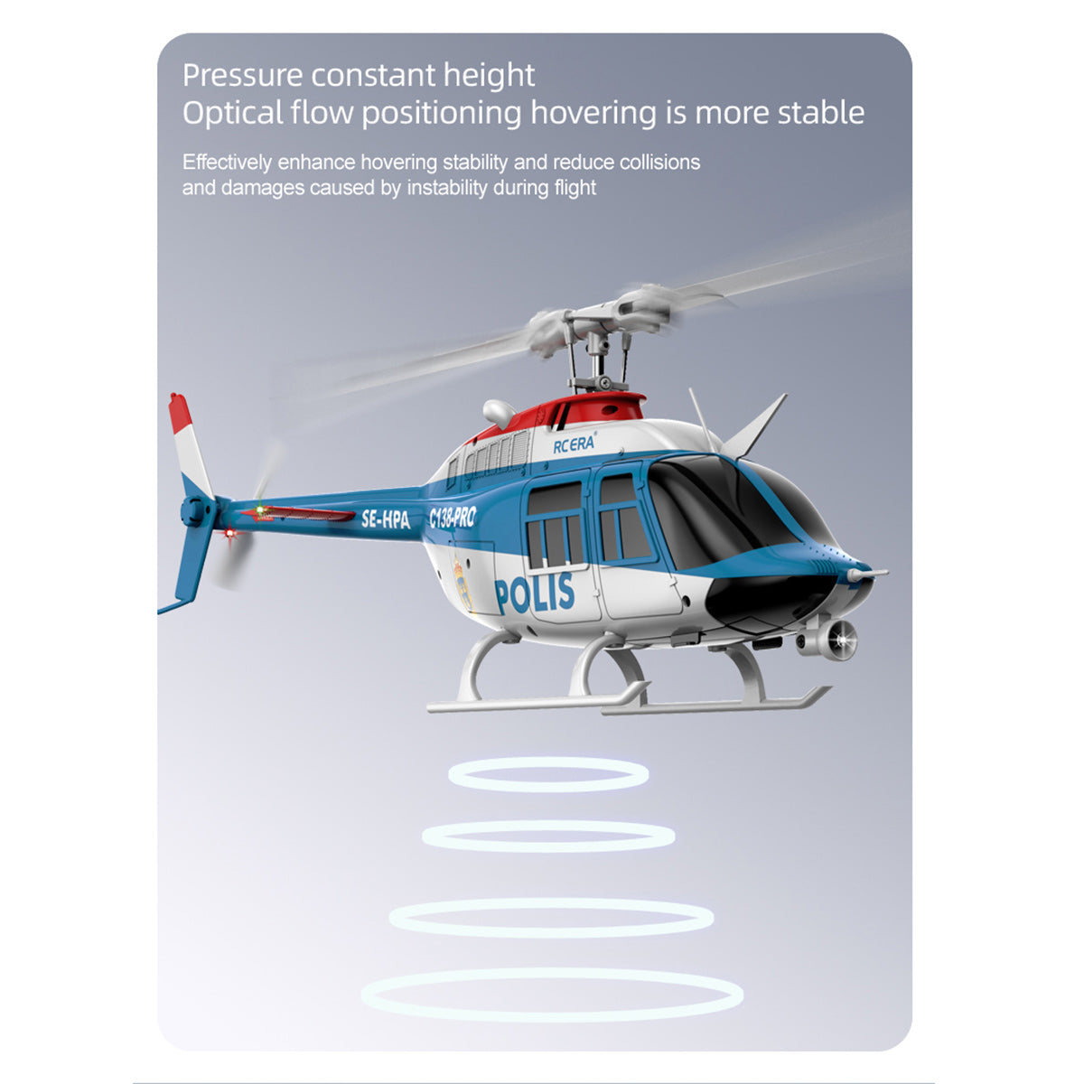 rc era c138pro 1/33 scale bell 206 2.4g 6ch flybarless single-rotor rc helicopter model with one-touch inverted flight (rtf version/police livery)