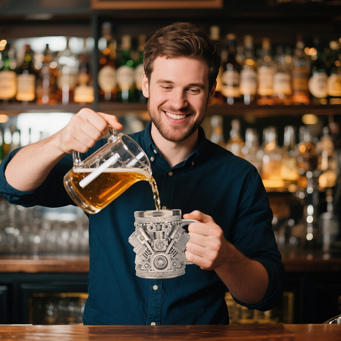 v8 engine coffee cup with stainless steel liner creative gift