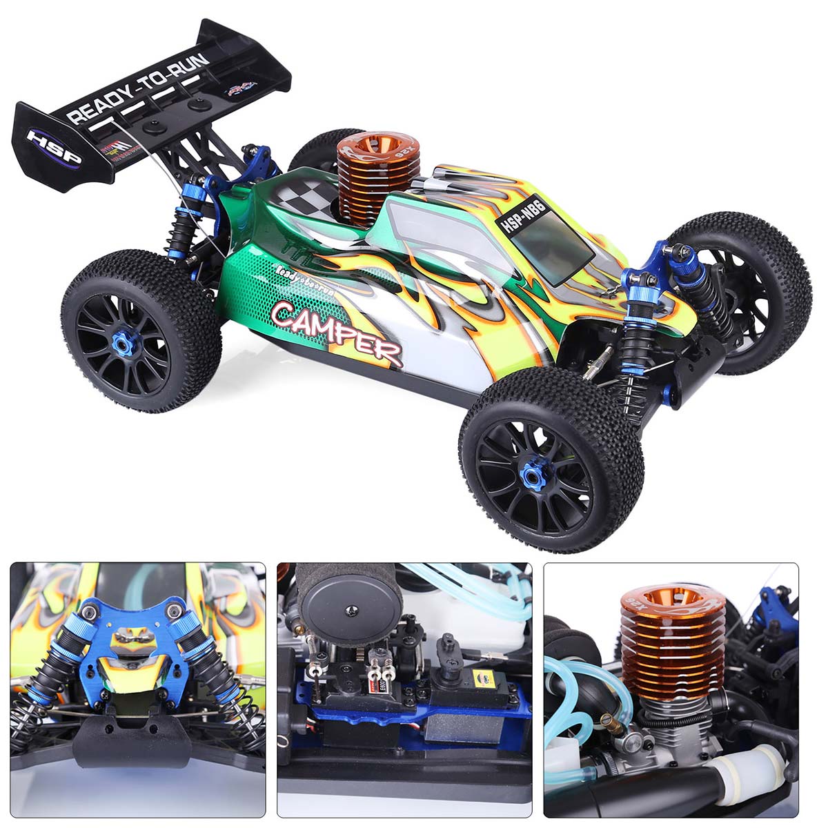 hsp 94970 1/8 scale 2.4g 4wd rc off-road car model with fc.26cxp nitro engine