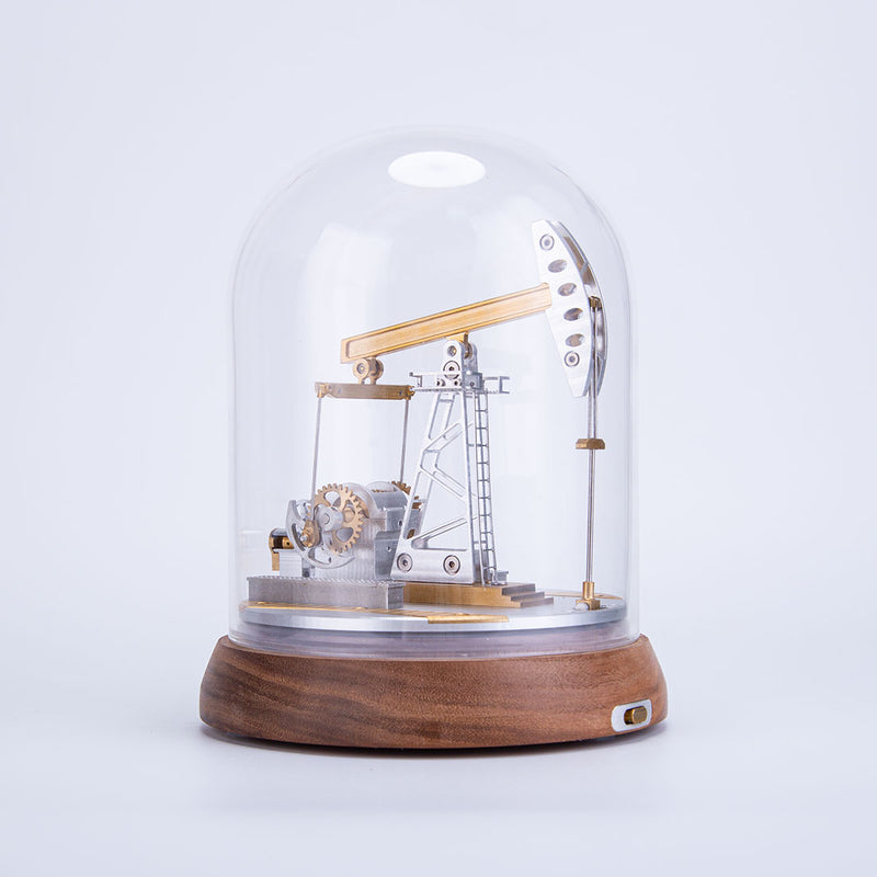 Travelling beam oil pumping machines model with North American black walnut base - EngineDIY