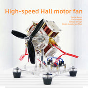 transparent acrylic four-coil brushless hall motor model, stem electromagnetic science display