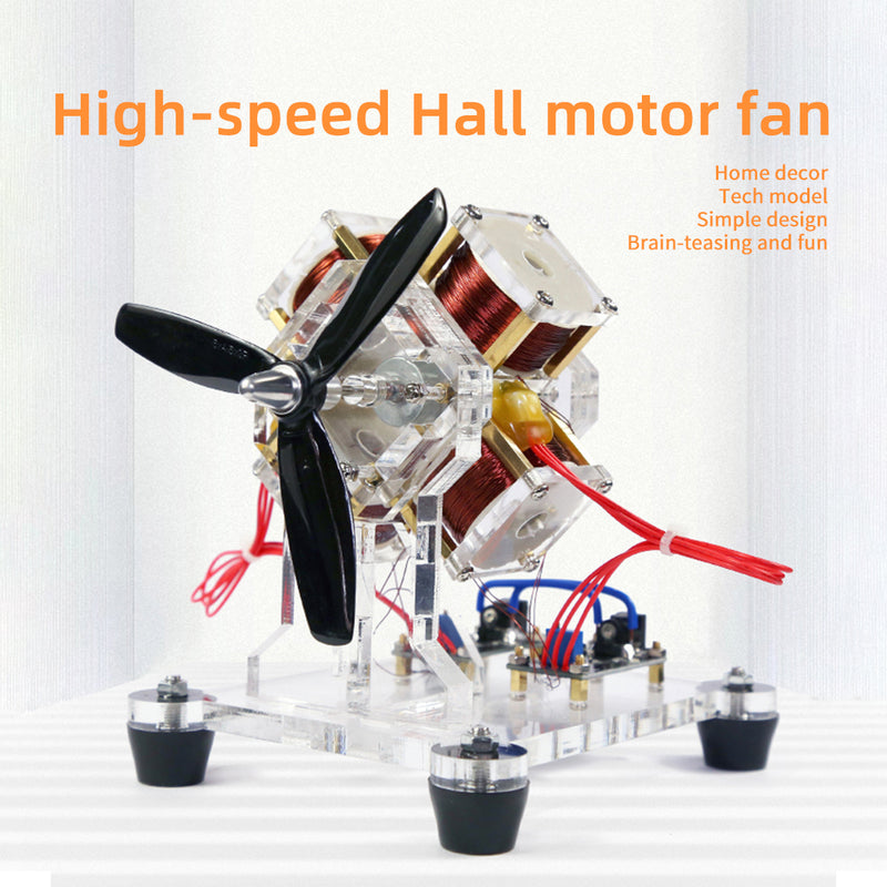 transparent acrylic four-coil brushless hall motor model, stem electromagnetic science display