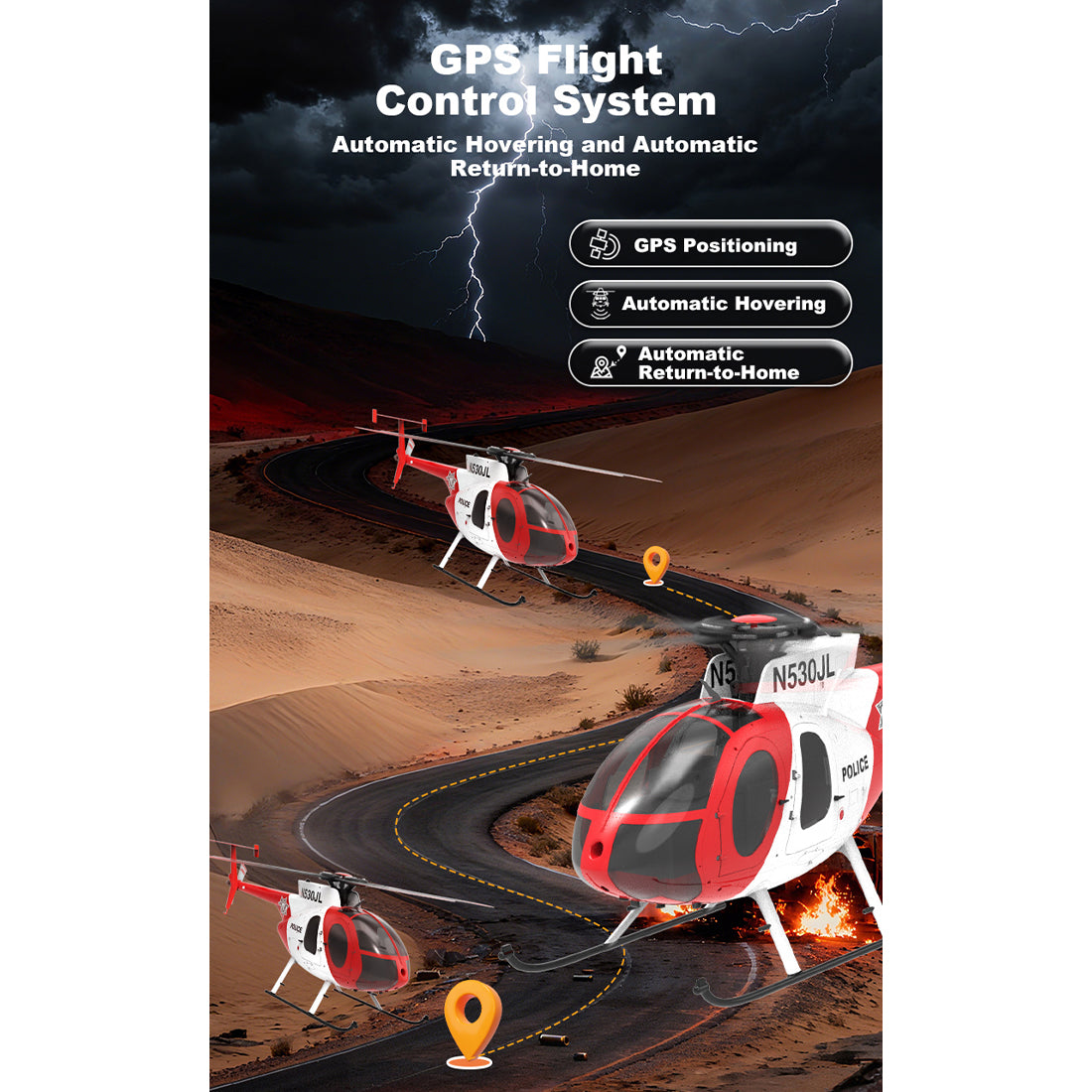 YU XIANG F119S MD500 1/16 Scale 250-Class RC Little Bird Helicopter – Flybarless 2.4G 9CH RTF Model with 6G/3D Flight Modes