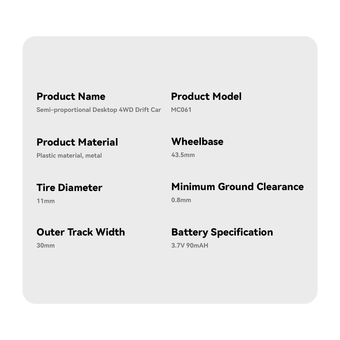 1/64 scale 2.4g 4ch 4wd half-proportional steering rc drift car with realistic brake calipers