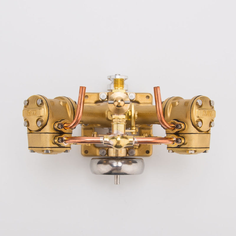 rw-v2 mini v-shape double cylinder steam engine model