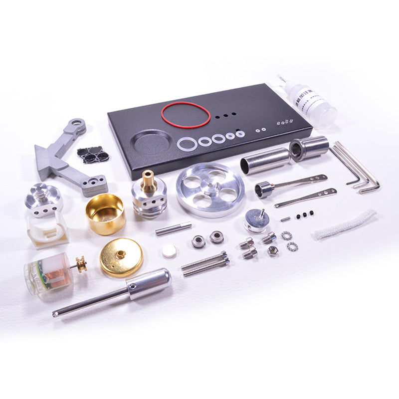 Stirling Engine Kit Unassembled Engine Kit Electricity Generator with 4 LED Light - Perfect Gift Choice - EngineDIY