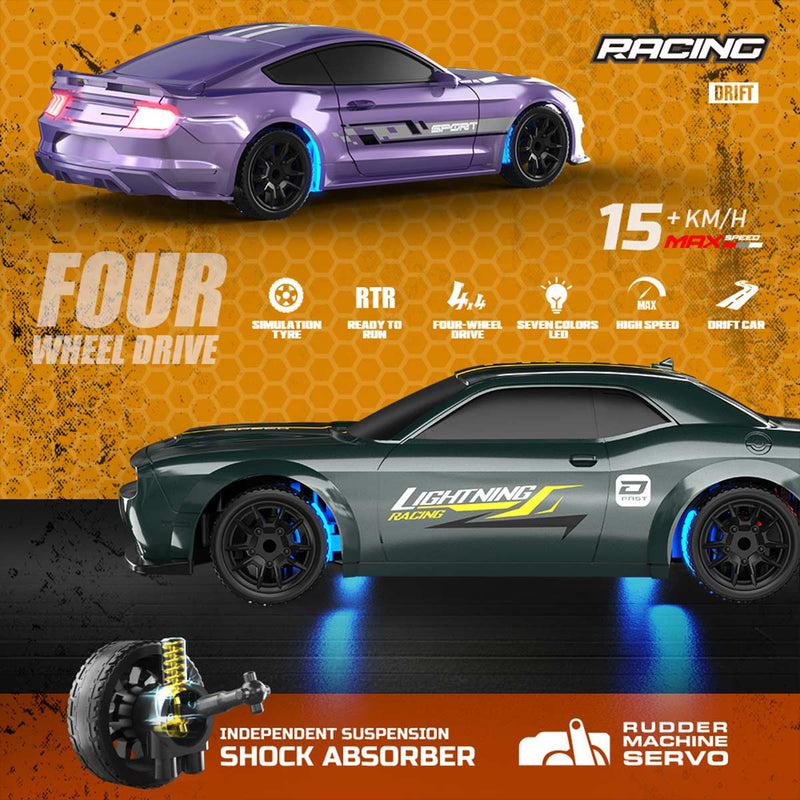1/43 scale 2.4g full-proportional mini electric rc drift racing car model with led lights