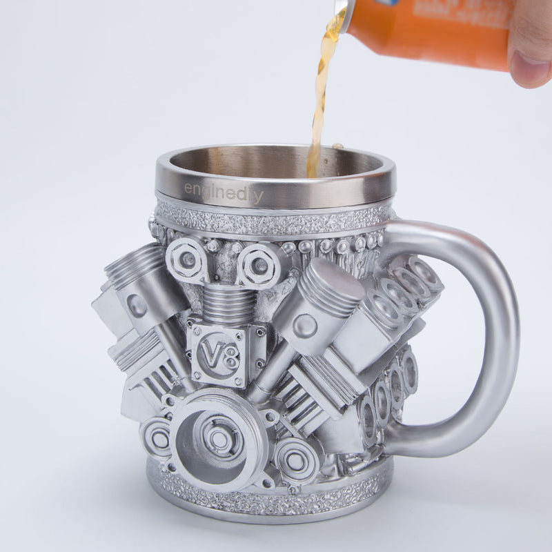 v8 engine coffee cup with stainless steel liner creative gift