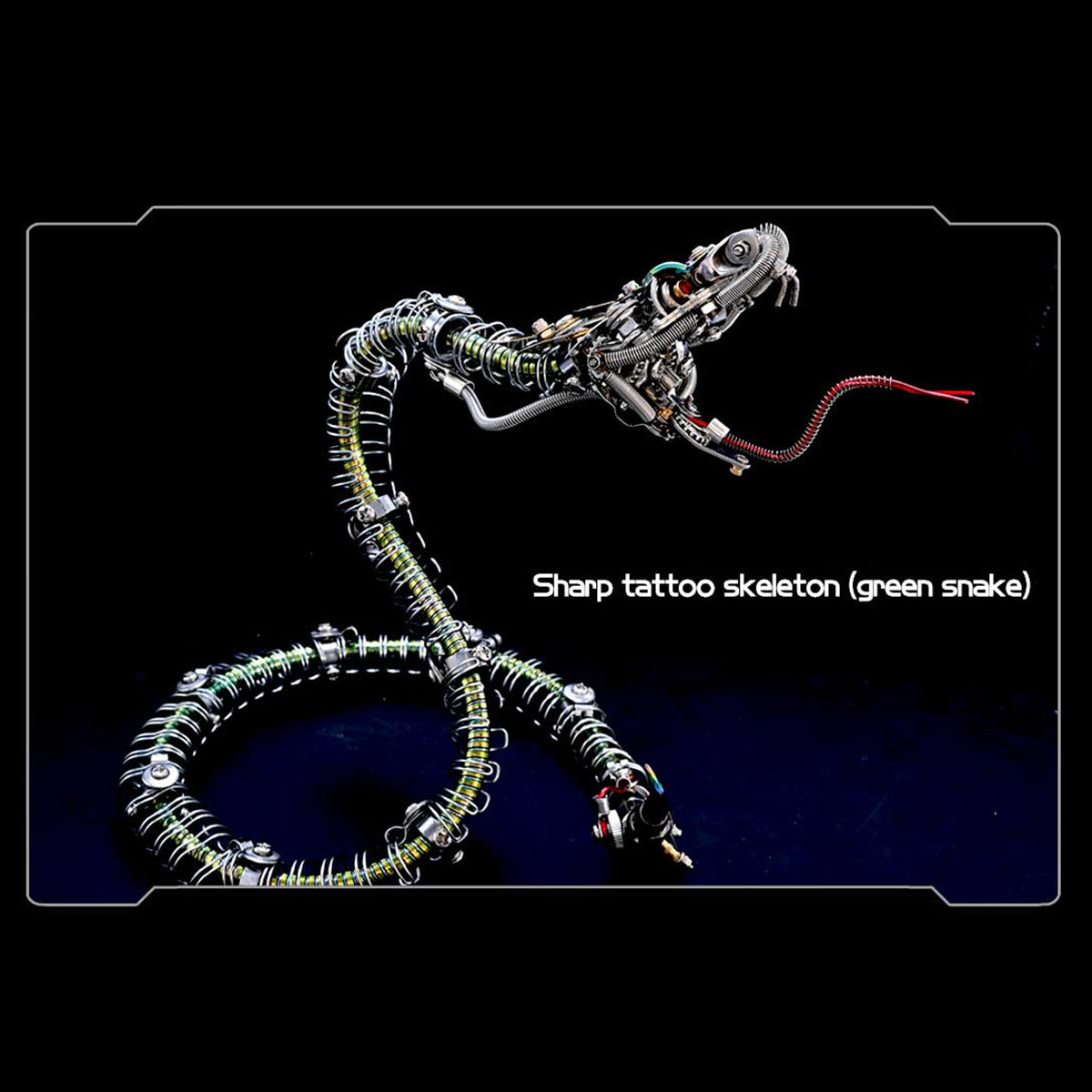 3d metal mechanical spiky blue-green snake assembly model kit