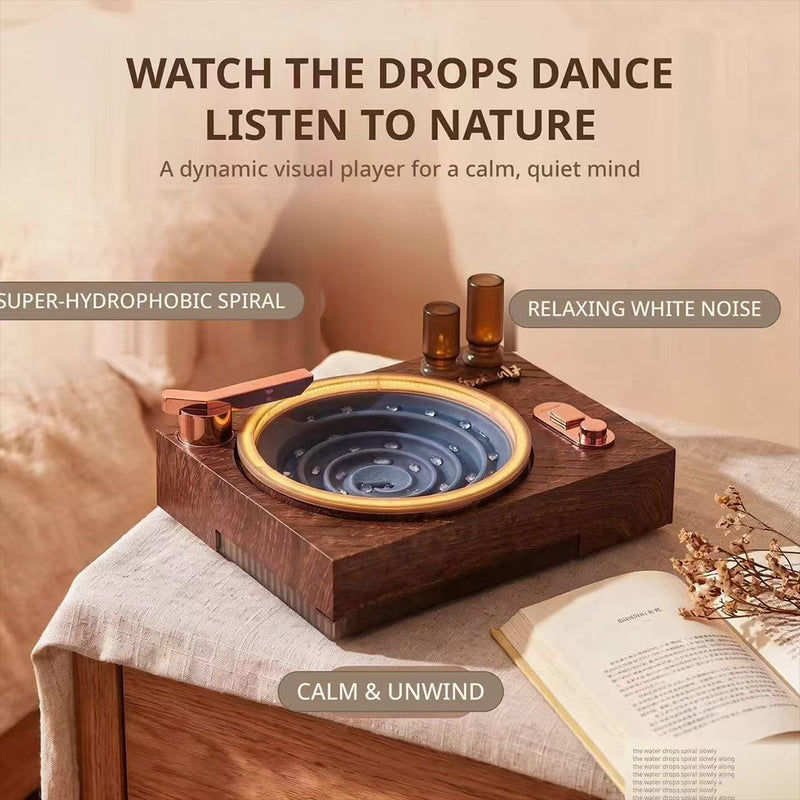 retro record player water fountain with ambient sounds & light