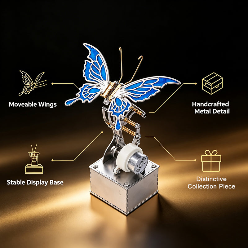 Mechanical Bionic Butterfly 3D Metal Kinetic Sculpture Model for Desktop Display & Collection (Finished)