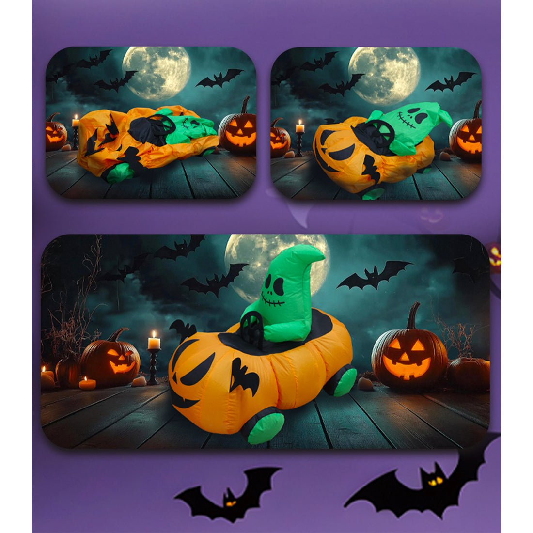 2.4G inflatable pumpkin rc car with one-key inflation & deflation, dual-speed modes halloween gift