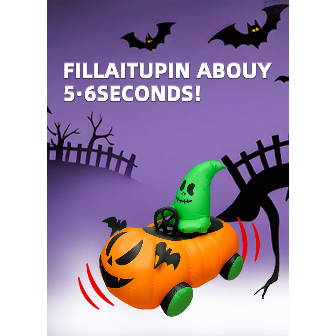 2.4G inflatable pumpkin rc car with one-key inflation & deflation, dual-speed modes halloween gift