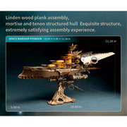 3d wooden mechanical space battleship model kit, vintage industrial style collectible display (912pcs)