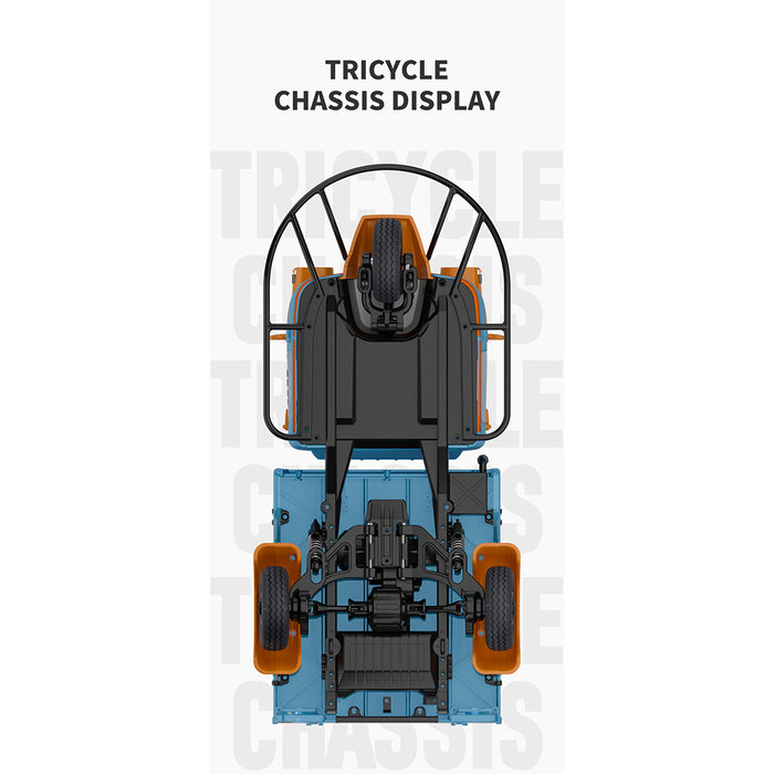 1/10 scale 2.4g full-proportional rc three-wheeler with realistic reverse sound, synchronized lights and adjustable gears