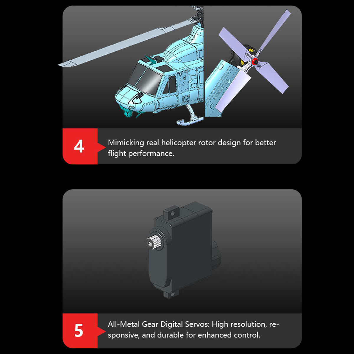 goosky e2 uh-1y 2.4g 6ch dual brushless direct drive rc rescue simulation helicopter model with lidar positioning