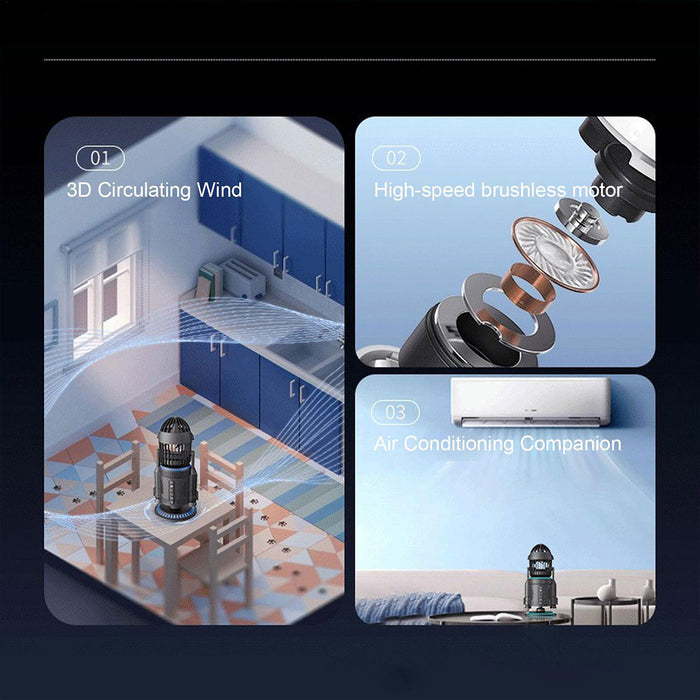 rocket-style desktop fan with dual mist spray &amp; rgb lights - ultra-quiet tech decor for office