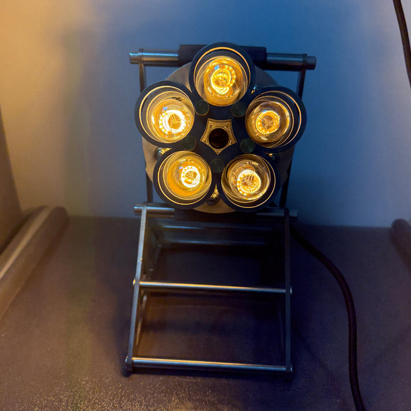 repurposed automotive ac compressor steampunk table lamp