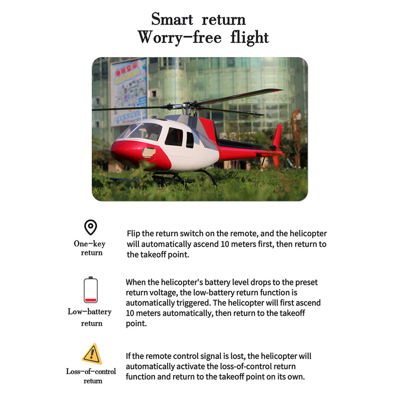 FLISHRC Eurocopter AS350 500-Class RC Helicopter 2.4G 6CH with L7 Flight Controller & 4-Mode GPS Positioning – RTF Version - EngineDIY